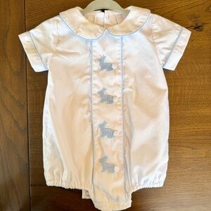 White Baby Romper with Bunny Embroidery